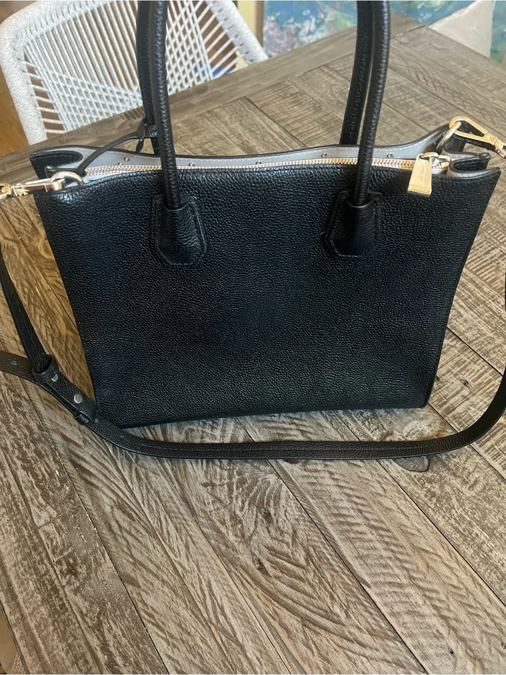 Michael Kors Black Leather Eyelet Tote